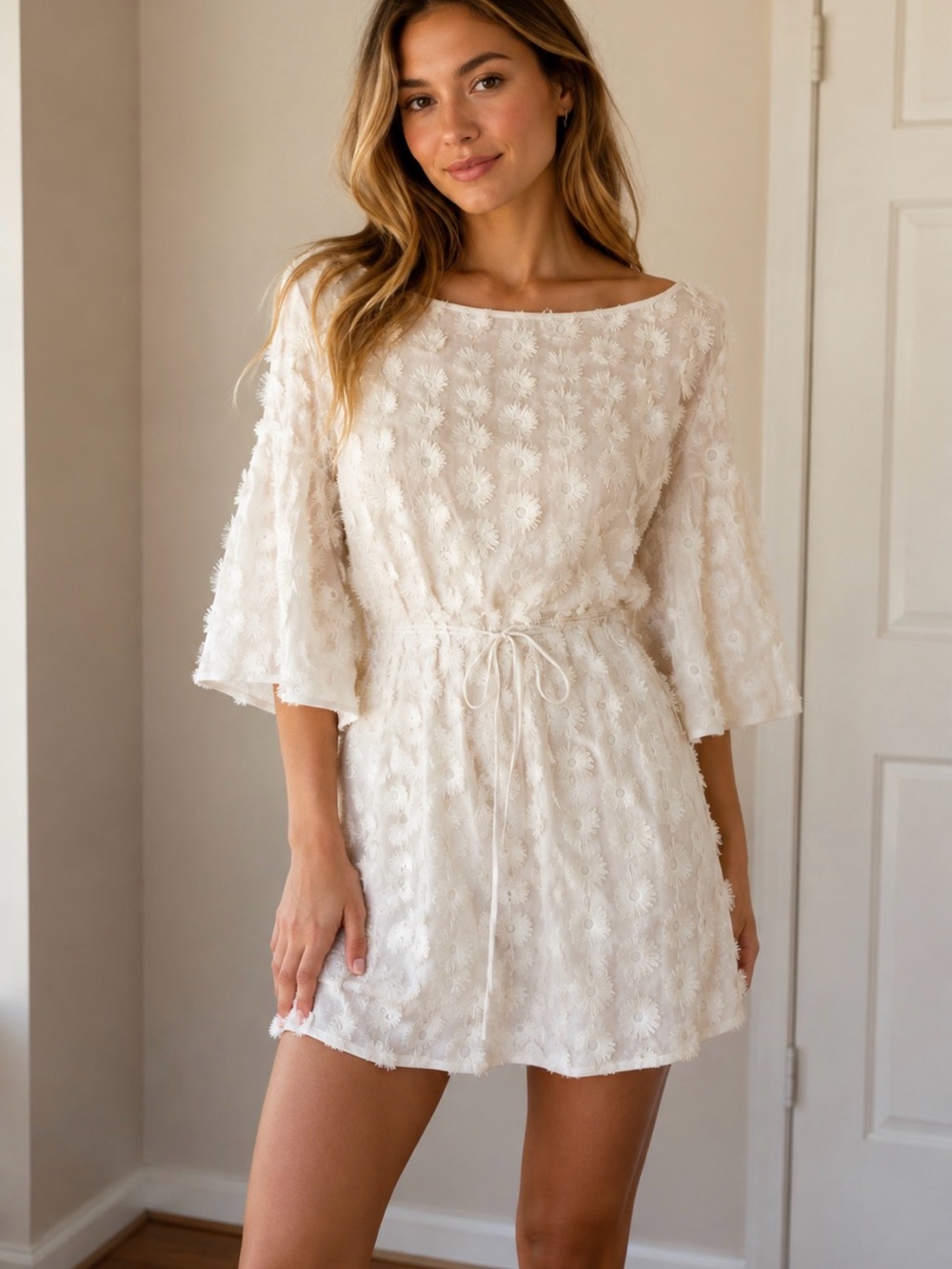 Milly Cabana dress 3D Floral Puff Sleeve Mini